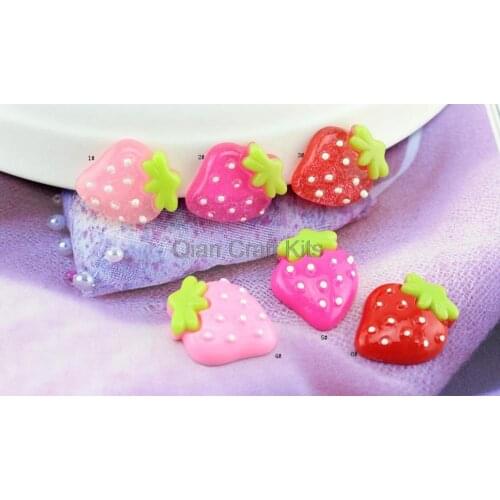 120pcs Big Strawberry Cabochons Cell phone decor, hair accessory supply, embellishment, for DIY jewelry mix colors 28mm