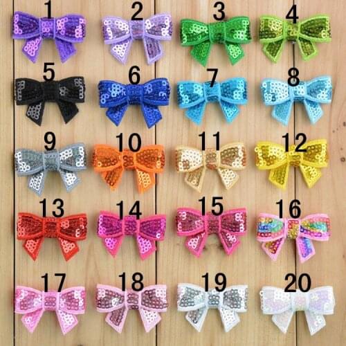 20 pcs/lot , 1.5 inch Sequin Bow Appliques , Sequin Bows For Headbands and Clips