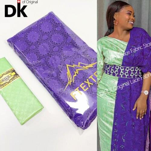 2021 High Quality African Lace Fabric Bazin Riche With Dry Lace Embroidery Swiss Voile Lace For French Traditional Wedding Sew