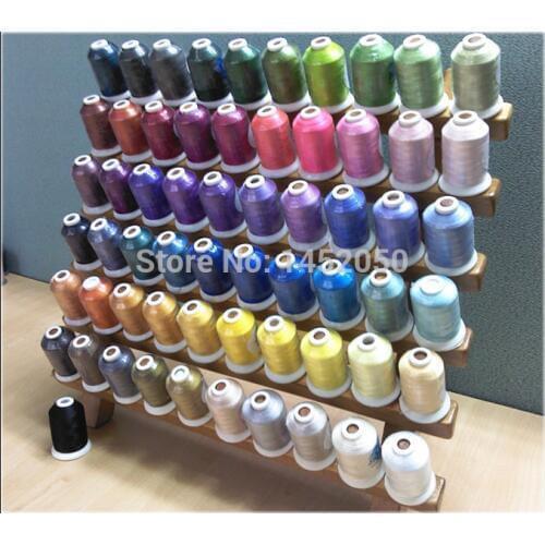 61 Brother Colors/kit Polyester Embroidery Thread 1000M/Spool (1 lot=10 sets)