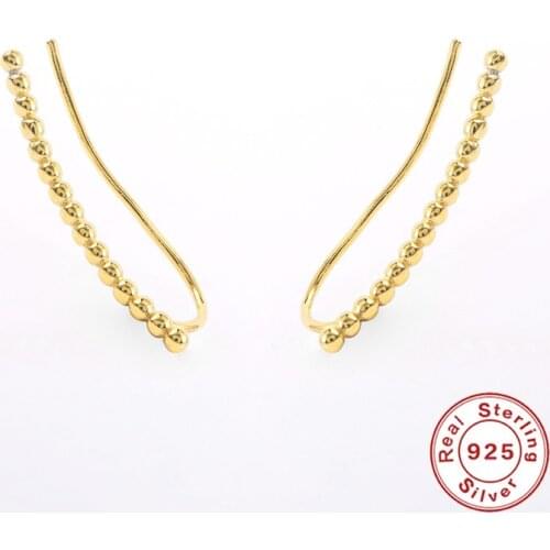 CANNER S925 Silver Stud Earrings for Women Minimalist Tiny Circle Long Geometric 2021 Trend Jewelry Ear Climbers Crawlers 2PCS