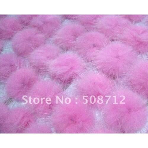 Free shipping!!!! mink fur ball embellishment sew trim for DIY craft hair accessory 30mm Pink