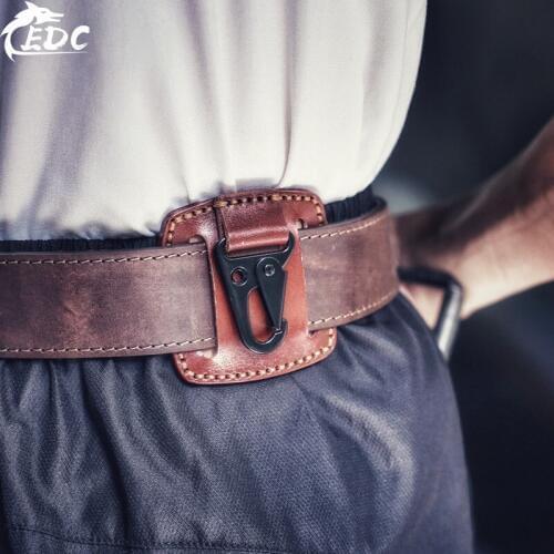 Free shipping Mens belt buckle waist hanging car with keychain EDC fast pendant vegetable tanned leather leather eagle buckle