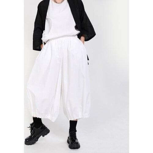 New Dark Wind Pleated Design Nine Point Pants Japanese Style Summer Pants for Women Loose High Waist Wide Leg Pants for Ladies