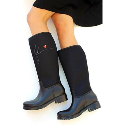 Ç19055Siyah Pink Potin Black Women Boots Ç19055