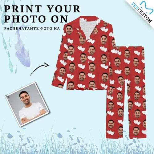 Custom Face Photo Home Clothes Sleepwear Women Nightwear Personalized Unique Gift Female Indoor Girl Long Soft Pajama Set Suit