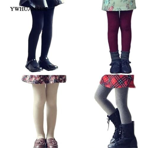 YWHUANSEN Winter Candy Color Thick Girls Tights Knitted Kids Pantyhose Children Clothing Toddler Solid Baby Elastic Stockings