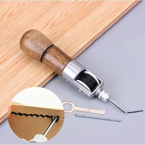 Leathercraft Lock Stitch Sewing Awl Thread Kit Needles Stitch Leather Fabric Grocery