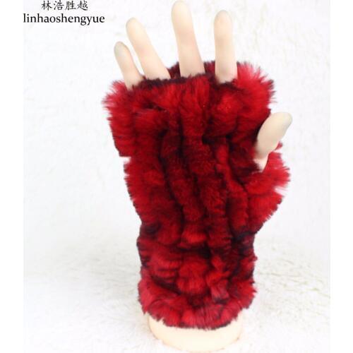 Linhaoshengyue 2017 Fashion Real fur rabbit fur women gloves freeshipping