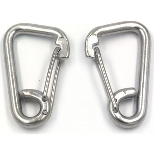 M8x80MM Carabiner Snap Hook Link Spring Clasps 304Stainless Steel Safety Mountaineering Buckle of 2