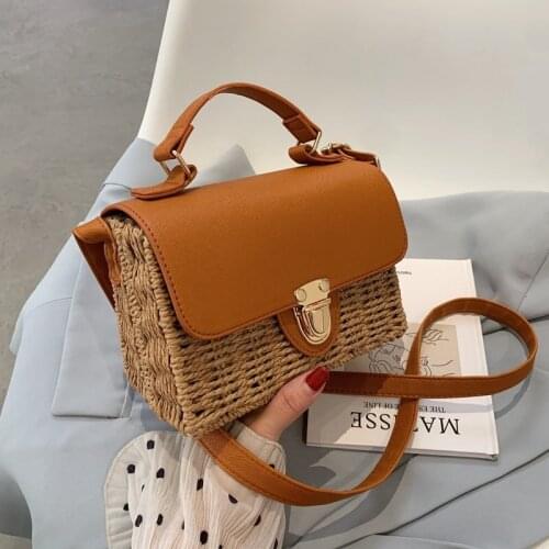 Mini Straw Crossbody Shoulder Bags for Women 2021 Branded Summer Luxury Handbags and Purses Beach Totes Fashion Shoulder Bags