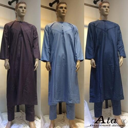 Aman Adult Jubba Thobe Muslim Two Pieces Set For Men Pakistan Dubai Saudi Abaya Prayer Islam Clothing Worship Suit High-Quality