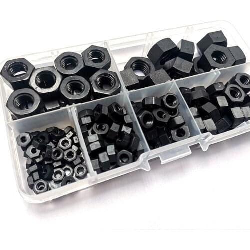 M3 m4 m5 m6 m8 m10 Nylon Nut Kit , PA66 Black Hexagon Nut ,F003