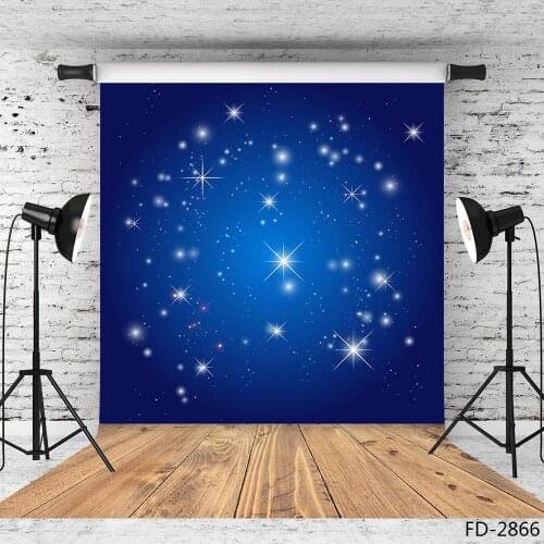 Twinkle Stars Bokeh Blue Photography Backdrop for Computer Printed Backgrounds for Children Baby Shower Photocall Photobooth