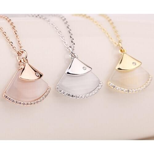 Silver Real 925 Necklaces For Women 2021 Trend Big Chain Vintage Jewelry Zircon Pendants Ginkgo Undefined Luxury Class A Opal