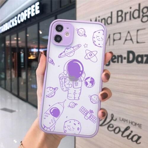 Remazy Funny Astronaut Alien Phone Case For iPhone 11 Pro 12 XS MAX X 7 XR SE20 8 6Plus Cute Transparent Hard Cover Matte Fundas