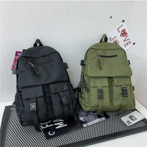 Fashion Womens Backpack New Solid Color Oxford Schoolbag For Girls Large-capacity Waterproof Backpack With Many Pockets 2021