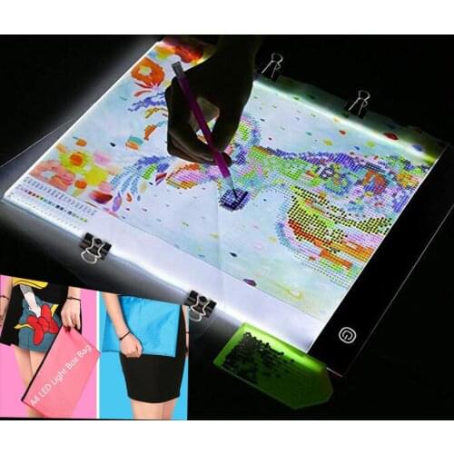 Dimmable A4 Led Light Pad,Tablet,Tools,Diamond Embroidery,Stencil Board USB Light Box Tracing Drawing Board Cable Zipper bag