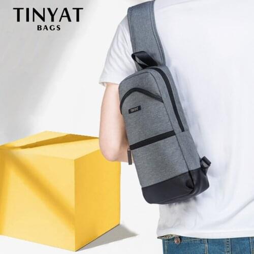 TINYAT Mens Bags Light Canvas Shoulder Bag For 7.9 Ipad Casual Crossbody Bags Waterproof Business Shoulder bag for men