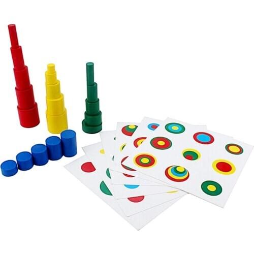 4-color Baby Wooden Cylinder Card Toy Kids Early Educational Teaching Aid Gift