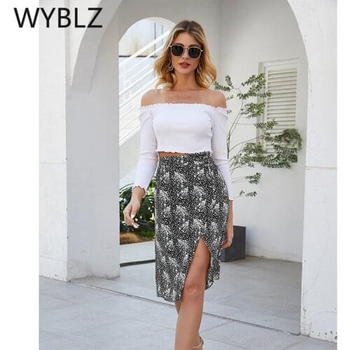 WYBLZ 2021 Summer Sexy Women Skirts High Waist Ruffles Loose Long Wrap Skirt Ladies Leopard Beach Boho Elegant Female Skirt