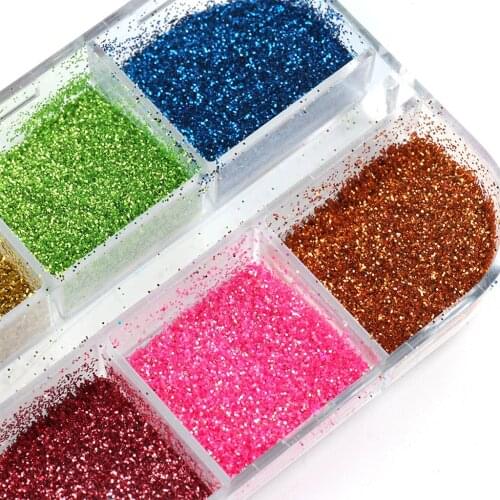 Retro Mirror Natural 12 Grid Powder Nail Glitters for Decoration Accessories