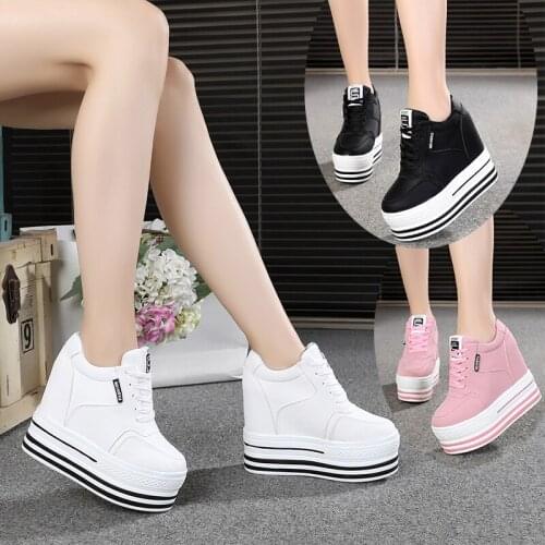 Fashion brand Spring Women high wedge casual shoes Female 11CM Increased Height Shoes Woman Platform Loafers Canvas Single Shoes