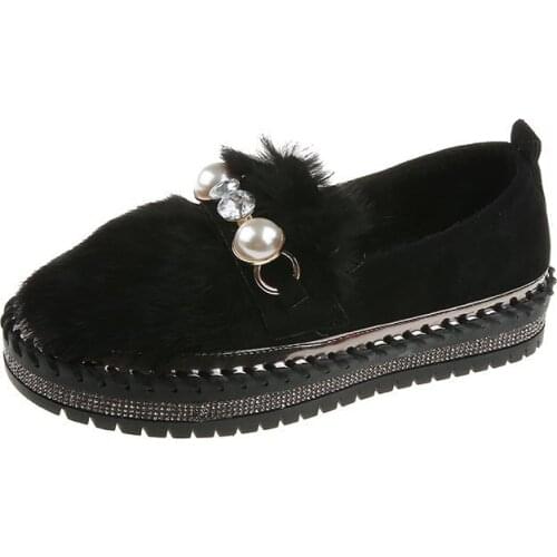 Womens Casual Shoes Beaded Fluffy Faddish Comfortable Thick Sole Breathable Ladylike Anti-Skidding Casual Shoes