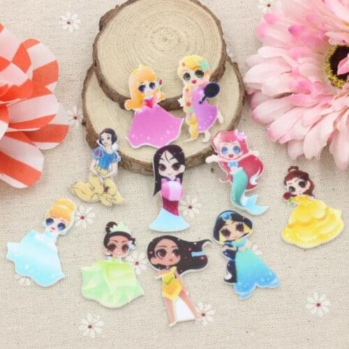 1000PCS Random Mix Cartoon Princess Planar Resin Charms Girls Flat Back Resin Charm For Hair clip Mobile Phone Case Decoration