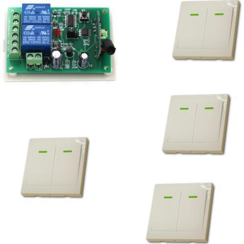 DC 12V Wireless Remote Switch System Radio Controlled Switch Electrical Remote Control Switch Wall Transmitter 315/433Mhz