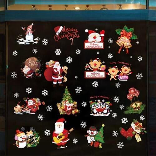 2021 Christmas wall stickers, shopping mall window glass door decoration, Santa Claus gift theme applique, waterproof poster