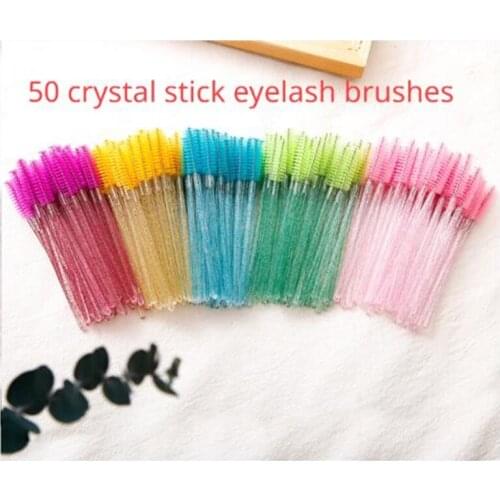 50 Makeup Eyelash Brush Crystal Mascara Stick Applicator Professional Eyebrow Brush Disposable Makeup Brush Tool Wholesale