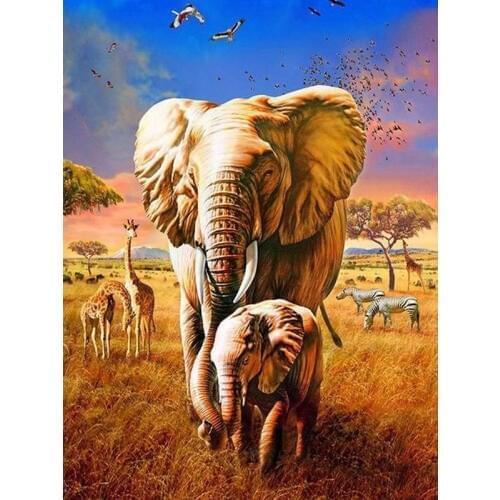 Full Round Drill 5D DIY Diamond Painting elephant Embroidery African grassland Cross Stitch Mosaic Picture Home Decor Gift