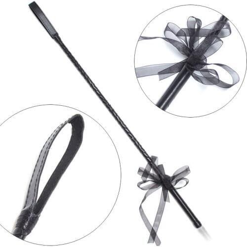 Bondage Boutique Slim Leather Riding Crop Whip Fetish queen Fantasy pony Spanking Knout BDSM Flogger lace Bow Sex toys For Women