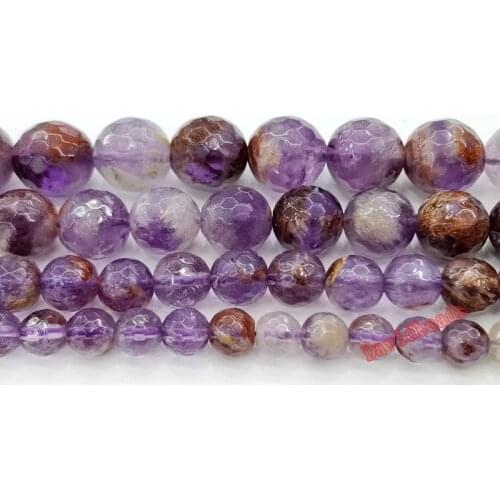 Natural Stone Beads AAA Faceted Purple Ghost Minerals Loose Beads For Jewelry Making Diy Bracelets 6 8 10 12mm 15inches
