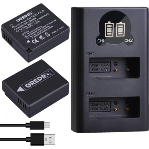 DMW-BLG10 DMW BLG10E BLE9E DMW-BLE9 Battery + Dual Charger with Type-c Port for Panasonic Lumix LX100 GX7 TZ90 TZ100 GF6 GX80