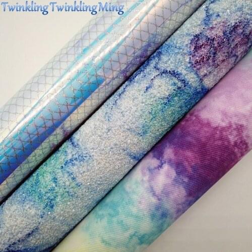 Mixed Color Glitter Fabric, Iridescent Synthetic Leather, Cotton Fabric Sheets For Bow A4 21x29CM Twinkling Ming XM003H