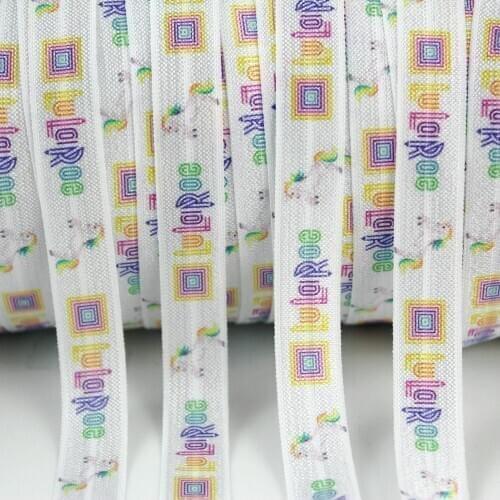 Custom 16mm hot transfer unicorn printed elastic ribbon printing ribbon stretch elastic webbing 10 yards