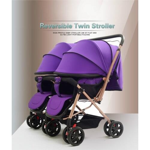 Twin Baby Stroller Light Folding Cart Children Can Sit Can Lying Trolley Double Stroller Pram