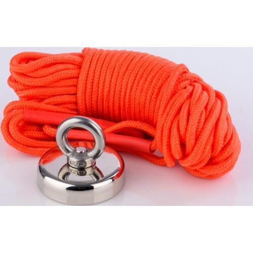 85Kg Salvage Strong Neodymium Powerful Magnet Ceiling Round Magnetic Material Magnet Sea Fishing Magnet with 20m Rope