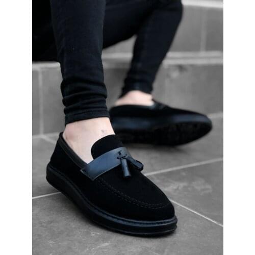 BA0005 Step-in High Base Black Arched Classic Tassels Corcik Male Shoes