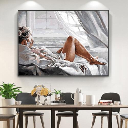 Figure Girl Abstract DIY 11CT Embroidery Cross Stitch Kits Needlework Craft Set Cotton Thread Printed Canvas Dropshipping