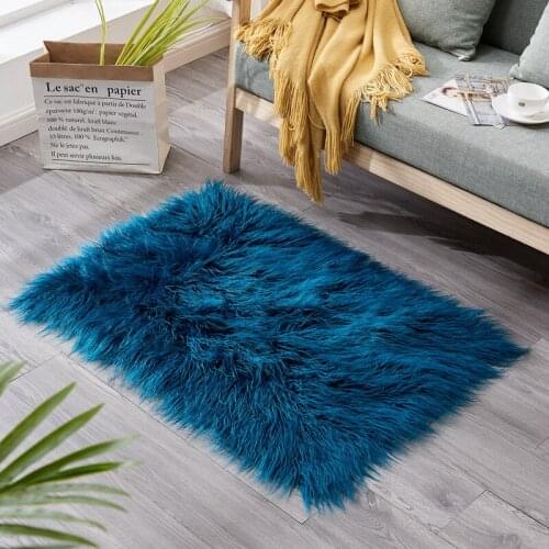 2021 New Bedroom Carpet Soft Sheepskin Fur Area Rugs Living Room Floor Mat Bedroom White Faux Fur Bedside Fluffy Rug Alfombra