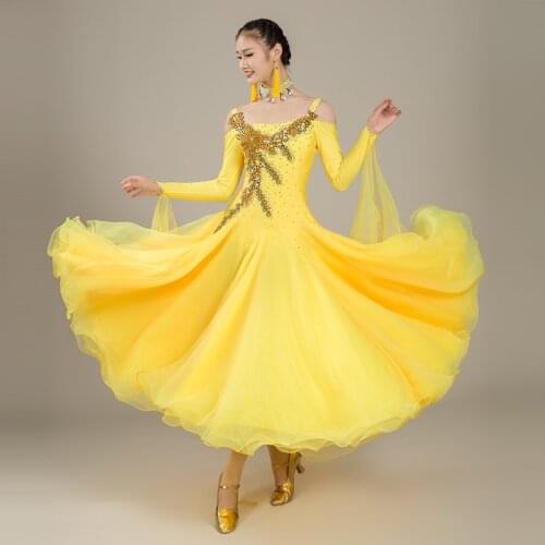 2021Woman new modern dancing competition dress ballroom dancing waltz Costumes 079