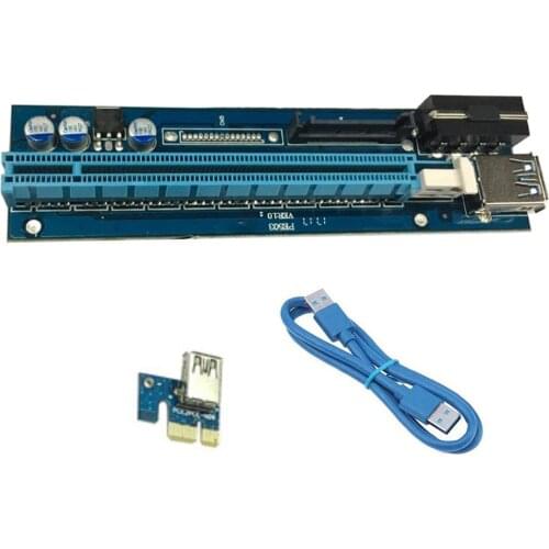 PCI-E 1X to 16X Riser Card Extension Cord 4PIN+SATA Dual Interface with USB Cable Reduces Motherboard Burden Dropshipping