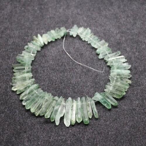 Approx 50pcs/strand Raw Green Crystal Quartz Drilled Point Pendants , Freeshipment Rock Quartz Crystal Jewelry Making Beads