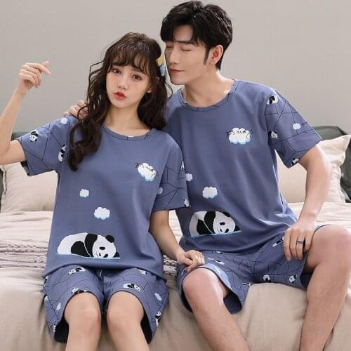 Pullover Short Sleeve Knee Length Pants Pajama 6535 Cotton Jammies Man Boy Girl Couples Lovers Sleepwear Nightwear Pyjamas HDE