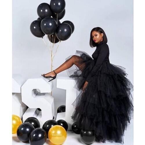 Chic Black Puffy Hi Low Tutu Party Skirt 2021 High Low Tulle Skirt Layered Women Long Skirt for Prom Custom Made
