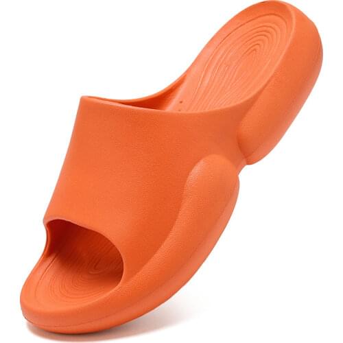 Summer Man Solid Color Thick Bottom Slippers Female Bathroom Non-slip Bath Sandals Male Couple Casual Soft Soled Flip Flops