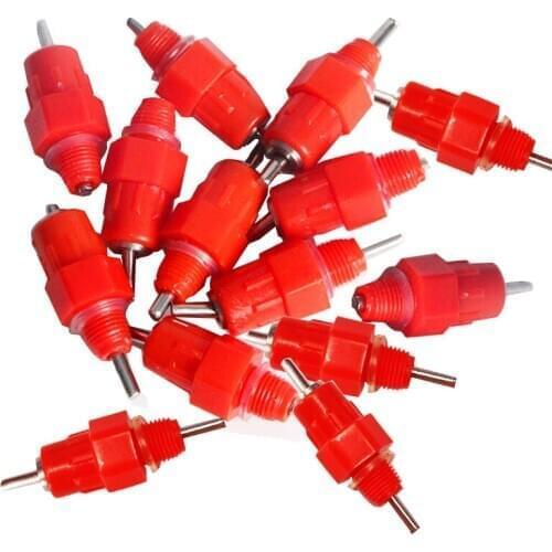 5 Pcs 360 degrees Chicken Nipple Waterer Poultry Red Head Water Drinking Bird Chick Feeding Ball Autoamtic Nipple Drinker